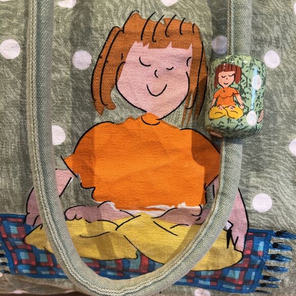 Sally Huss Yoga Poses Beach Duffle Tote Bag Large w Pocket & Inspiration Writing - Picture 6 of 16